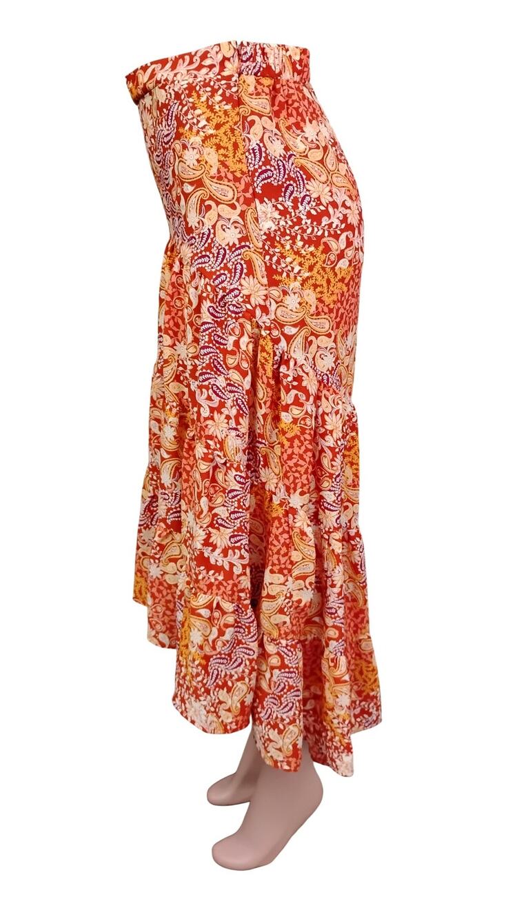 Francescas Mi Ami High Low Skirt Size Small Orange Paisley Print